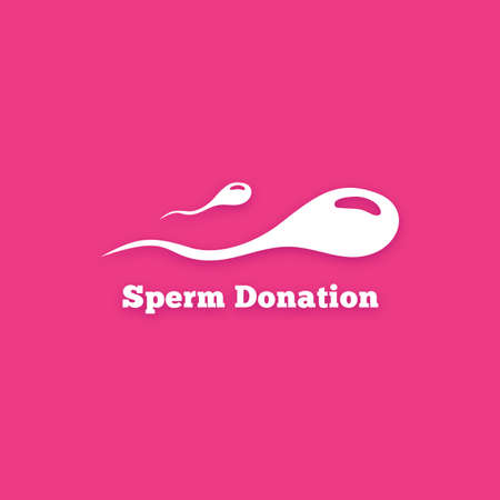 Sperm Donation vector icon. Two spermatozoon and sample text.のイラスト素材