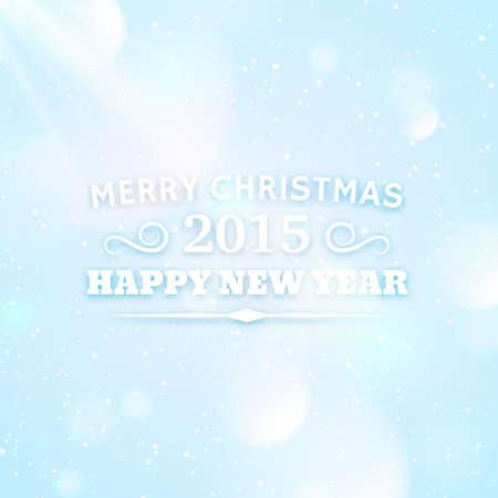 Typography for christmas and 2015 new year. Holidays banner design. Vector festive abstract background with bokeh and lens flareのイラスト素材