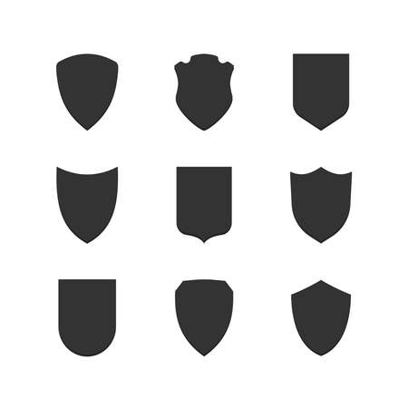 Shield frames simple icons set. Black symbolsのイラスト素材