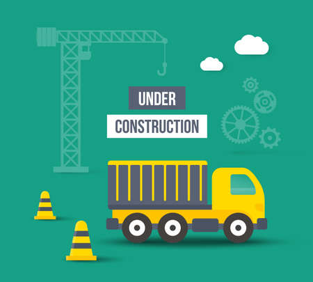 Under construction. Vector background in flat style. Concept of city buildingのイラスト素材