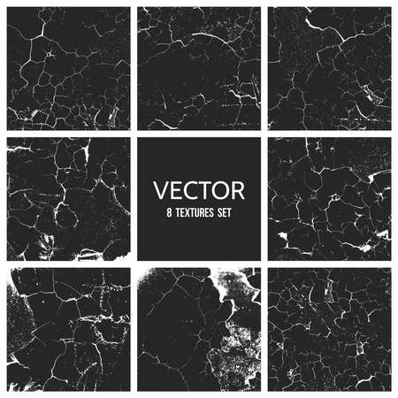 Old cracked paint on the wall. Grunge vector textures set. Grunge background. Retro texture. Vintage texture. Peeling paint. Distress Texture. Scratched wall patternのイラスト素材