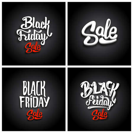 Black Friday sale layout. Typography, hand drawn lettering and calligraphic design elements. Poster or banner for biggest sale of the year.のイラスト素材