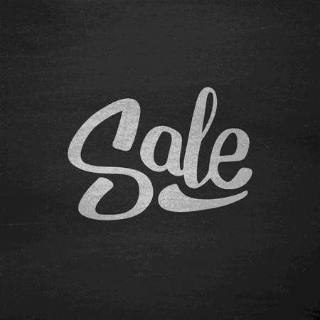 Black Friday Sale typography design on black chalkboard. Hand lettering, typography or calligraphy Sale inscription. Vector illustration. Sale text on grunge background. Sale sign on blackboardのイラスト素材