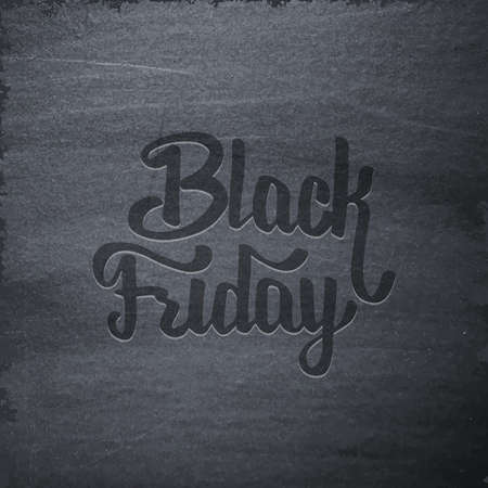 Black Friday Sale typographic label on chalkboard. Typography, lettering and calligraphic design element. Poster or banner for biggest sale. Vector illustration. Black Friday announcement background.のイラスト素材