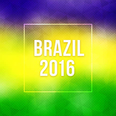 Geometric background with Brazil flag colors and 2016 text.のイラスト素材