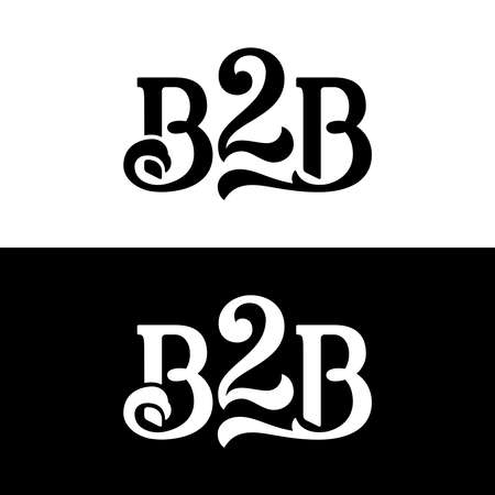 B2B  design concept isolated on black and white backgrounds. Modern corporate identity for business marketing companyのイラスト素材