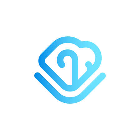 B2B  design concept isolated on white background. Modern corporate identity for business marketing company. Abstract web icon in mono line style with letter B and number twoのイラスト素材