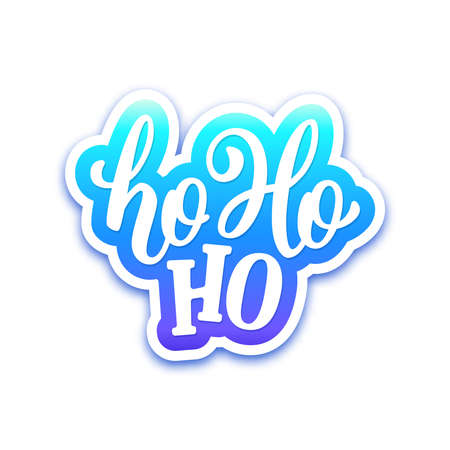 Ho-ho-ho text on paper label with hand lettering over white background. Vector sticker design for Christmas and New Year decorationのイラスト素材