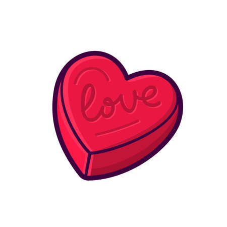 Red heart shape box icon isolated on white.のイラスト素材