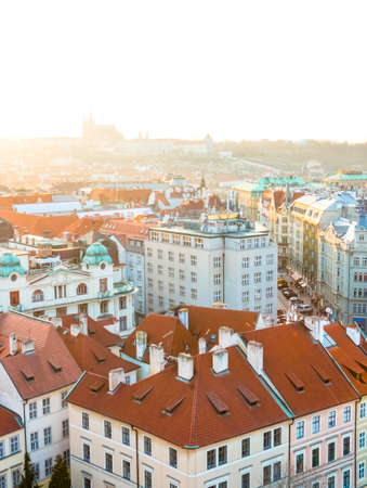 Sunset in Prague, Czech Republic.の写真素材