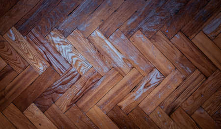 Vintage wood background. Old brown parquet texture close-upの写真素材