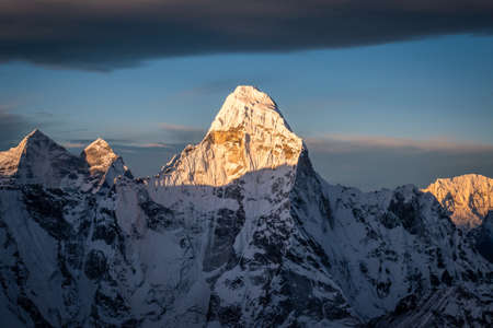 Ama Dablam Mountain as seen from top of Island Peak. Nepal. Himalaya at Sunrise.の写真素材