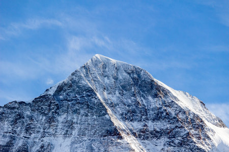 Monch Mountain Top Close-Up in Winter. Swiss Alps. Switzerland