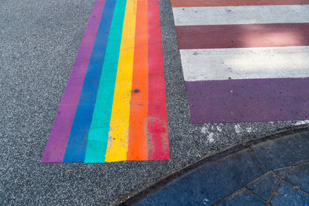 Rainbow Crossing. LGBTQ Crosswalk in City of Brussels, Belgiumの写真素材