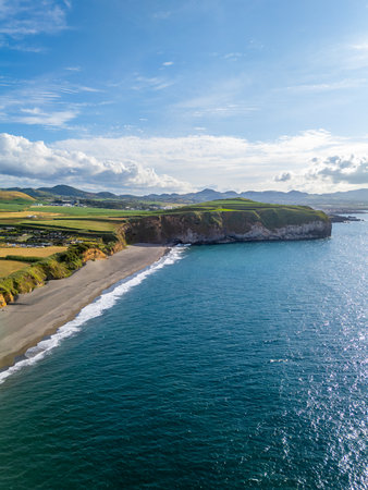 Areal de Santa Barbara Beach and Atlantic Ocean on Sunny Day. Azores, Sao Miguel Island. Portugal....