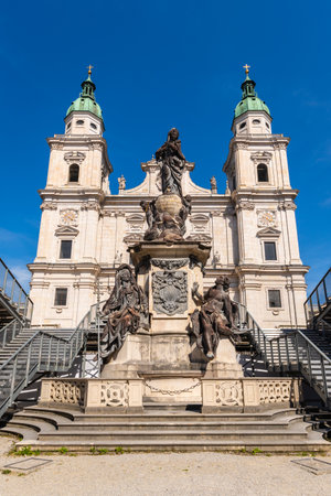 Salzburg Cathedral on Sunny Summer Day. Austriaの写真素材