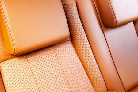 car seat in perforated leatherの写真素材