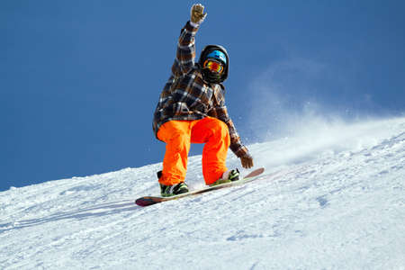 man trick in fresh snowの写真素材