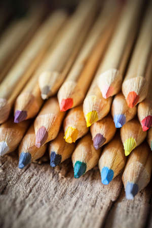 colored wooden pencils - still lifeの写真素材