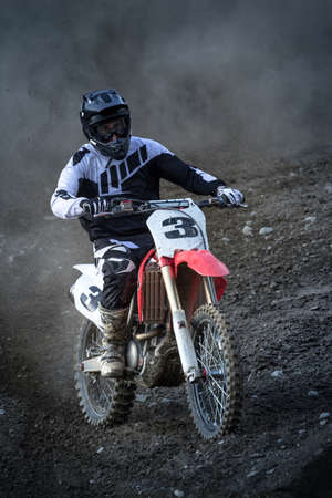 dirt bike on a dirt trackの写真素材