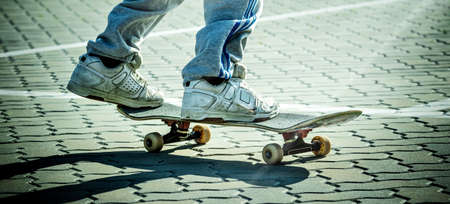 skater in action - street viewの写真素材
