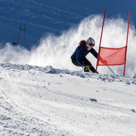 athlete in a special slalom competitionの写真素材