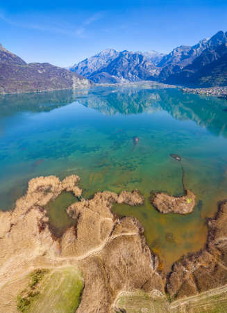 Pian di Spagna Nature Reserve - Trivio di Fuentes - Lombardy - Aerial view to the southの写真素材