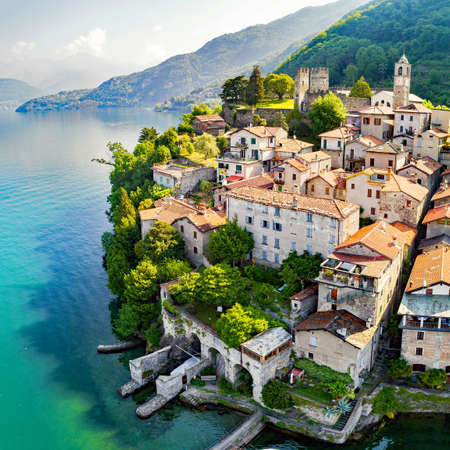 Corenno Plinio - Lake Como (IT) - Aerial viewの写真素材