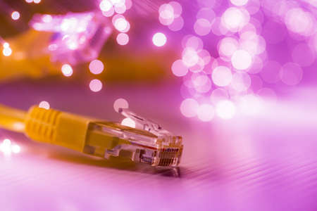 network connection cable with optical fiberの写真素材