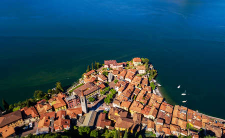 Varenna, Lake Como (IT), Aerial viewのeditorial素材