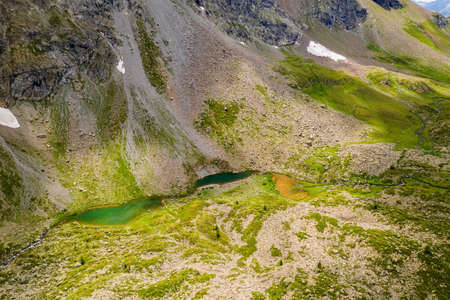 Bormio, Val Viola Bormina (IT), Aerial view of the pondsの写真素材
