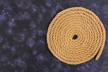 Rope on dark background. Top viewの写真素材