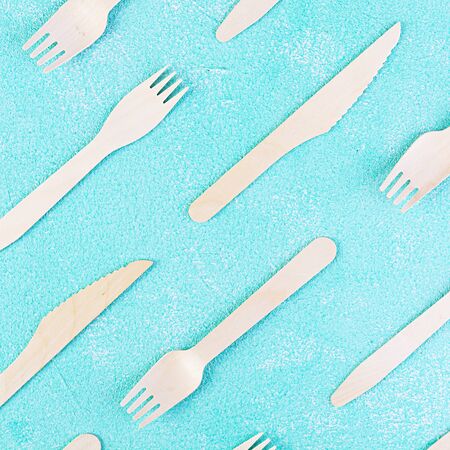 Concept recycle. Table serving with eco-friendly cutleryの写真素材