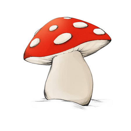 Illustration of a mushroom with some white dotsの写真素材