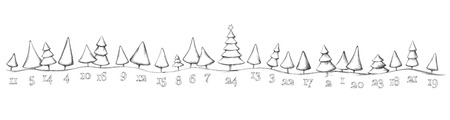Illustration of an Advent calendar with fir treesの写真素材