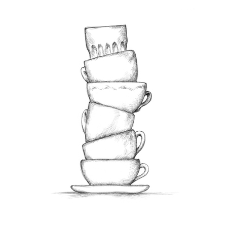 Illustration of a Stack of coffee cupsの写真素材