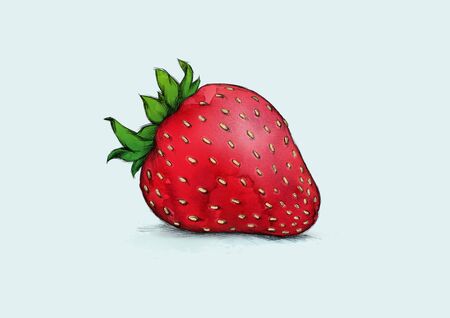 Illustration of a simple red strawberryの写真素材