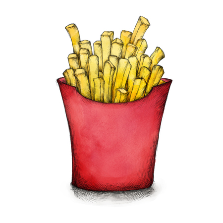 Illustration of some French fries in boxの写真素材