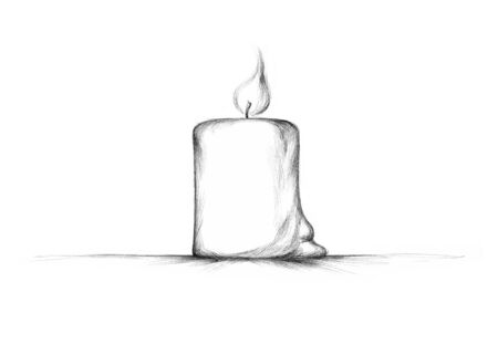 Illustration of a simple burning candle made of waxの写真素材
