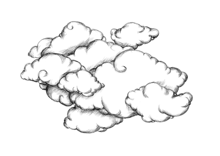 Illustration of many cloudsの写真素材
