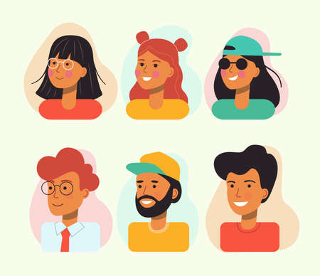Set of people avatar collection. Vector flat style  illustrationのイラスト素材