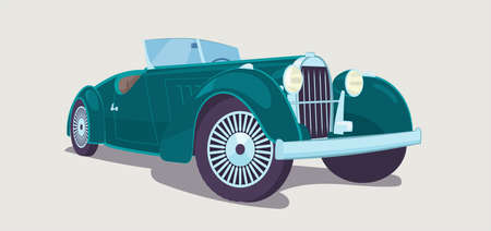 Retro convertible car vintage isolated. Front view. Vector illustrationのイラスト素材