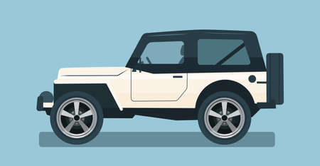 SUV car isolated. Car side view. Vector flat style illustration.のイラスト素材