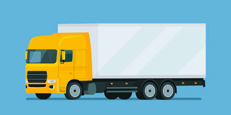 Cargo truck isolated. Vector flat style illustration.のイラスト素材