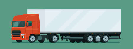 Big truck with trailer. Vector flat illustration.のイラスト素材