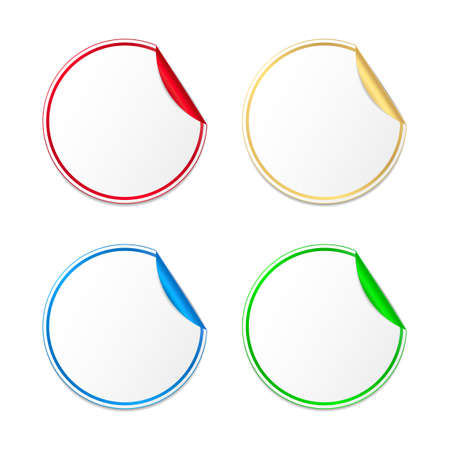 Set of colored paper stickers. Vector labels with curled corner for your message. Isolated from a background.&#xD;&#xA;のイラスト素材
