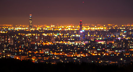 blurred view of the city at night, bokeh effectの素材