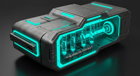 3D rendering of a robot vacuum cleaner isolated on a black backgroundの素材