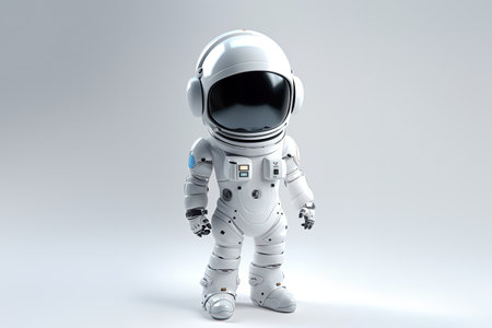 Astronaut in space suit and helmet on white background 3D render style sci-fi illustrationの素材