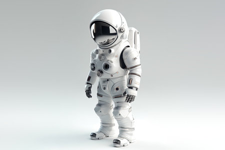 Astronaut in space suit and helmet on light background 3D render style sci-fi illustrationの素材